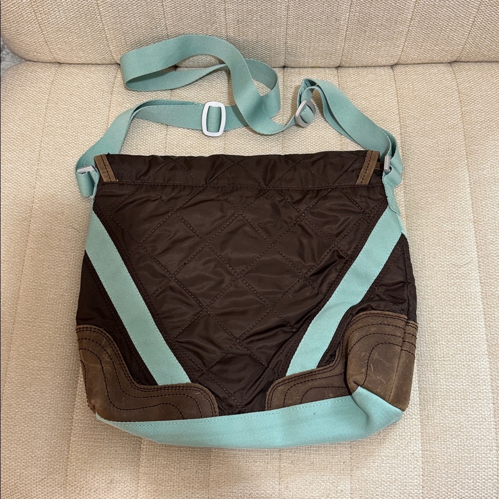 Keen Brown and Teal Quilted Shoulder Bag - Picture 2 of 3